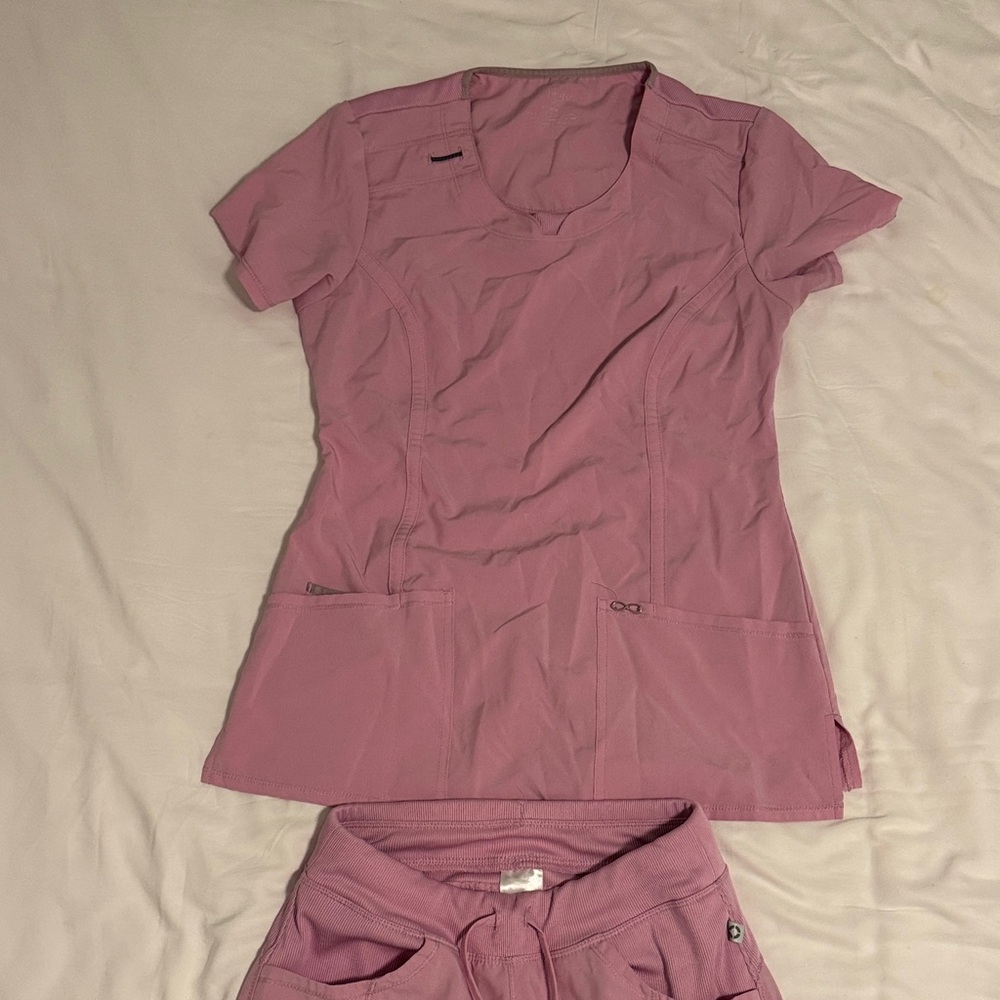 Cherokee Infinity Pink Scrub Top and Pants Set